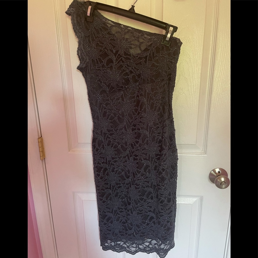 Sparkly blue lace cocktail dress